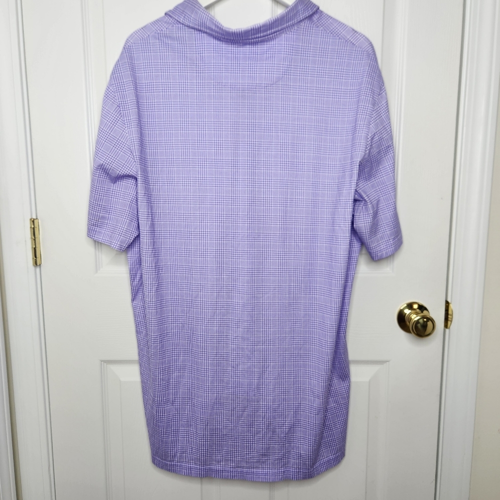 Men's Polo Golf Purple Checkered Polo Golf Shirt 100% Cotton Size XXL - Picture 4 of 6